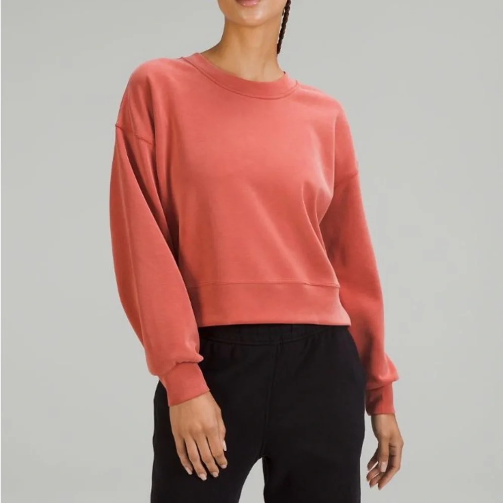 Lululemon Perfectly Oversized Cropped Crew Sweatshirt Softstreme Cayenne Red 0